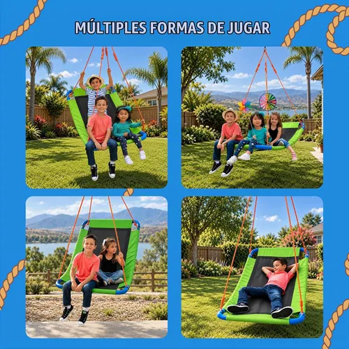 Vista 3 de PLATPORTS Columpio de plataforma – Columpio rectangular grande para niños y adultos