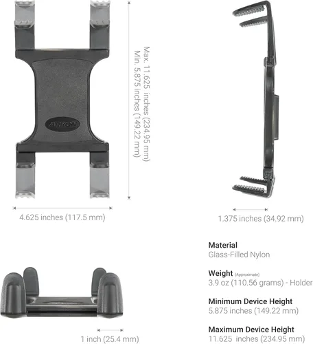 Vista 13 de ARKON Carril de asiento de coche o camión o soporte de tableta de piso con brazo de 22 pulgadas para iPad Pro iPad Air 2 iPad Retail Negro