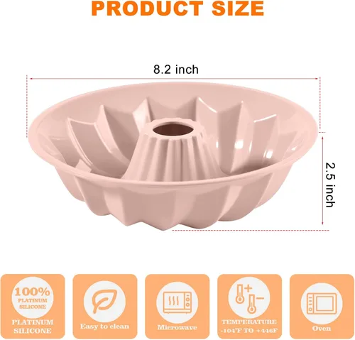 Vista 7 de Molde de Silicona para Pastel con Forma de Flor - Molde Bundt Antiadherente, Molde Flexible Reutilizable para Hornear Pasteles, Cupcakes