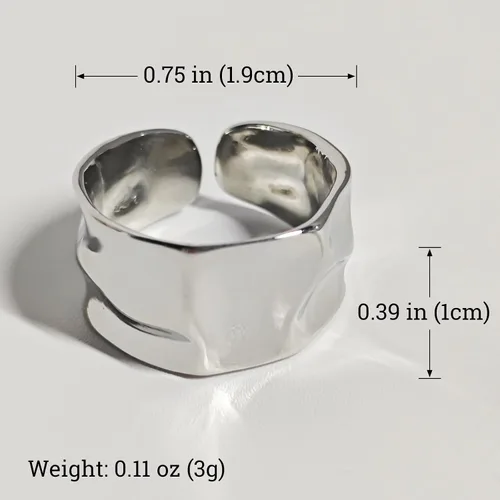 Vista 33 de Anillo de plata de ley 925, minimalista, ajustable, hecho a mano, para mujeres y niñas
