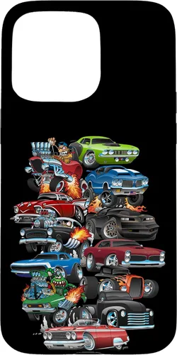 Vista 30 de Funda para iPhone 13 Hotrods, autos clásicos, coches musculosos y carros de carreras