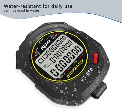 Vista 5 de Cronómetro Deportivo Temporizador con Memoria de 10 Vueltas Divididas Reloj Digital de Parada, Temporizador de Cuenta Regresiva Modo de Ritmo Reloj