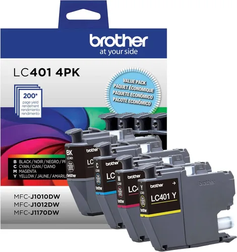 Vista 2 de Brother Cartuchos de tinta originales LC4014PKS, rendimiento estándar, 4 unidades, incluye 1 cartucho de cada uno de negro, cian, magenta