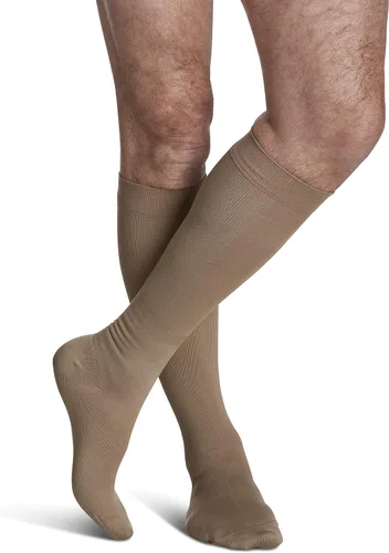 Vista 5 de SIGVARIS Calcetines altos de pantorrilla con punta cerrada de microfibra 820 para hombre 20-30mmHg, Negro