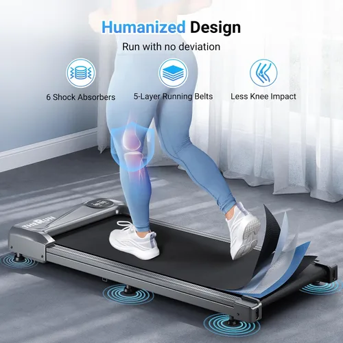 Vista 3 de THERUN Caminadora para debajo del escritorio, capacidad de peso de 265 libras, control remoto Plateado oscuro