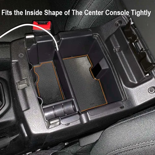 Vista 7 de EDBETOS Organizador de consola central con ribete naranja y caja colgante compatible con Jeep Wrangler JL/JLU 2018 2019-2024 y Jeep Gladiator JT