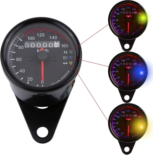 Vista 8 de Odómetro y velocímetro de motocicleta con retroiluminación LED, con pantalla digital e indicadores de giro, compatible con motocicletas de 12 V CC