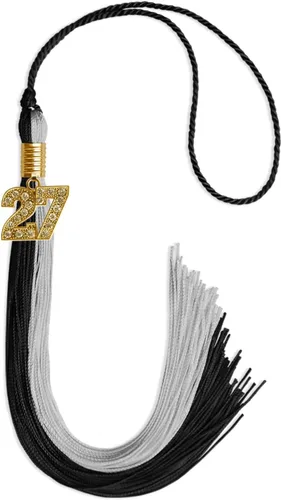 Vista 201 de Endea Graduation Borla de doble color con dije dorado (negro/oro brillante, 2022)