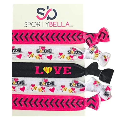 Vista 12 de Sportybella - Juego de bandas elásticas sin arrugas con diseño de corazón, accesorios elegantes para niñas, adolescentes y jugadores de sóftbol