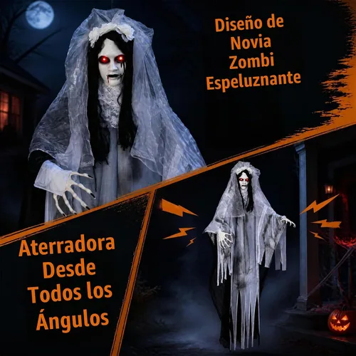 Vista 6 de Tangkula Decoración animada de Halloween de novia fantasma de 6 pies