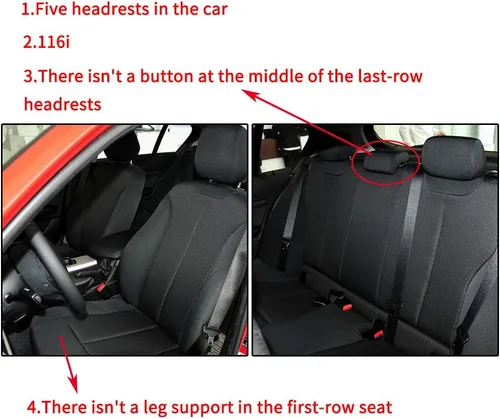 Vista 2 de Juego completo de fundas de asiento para BMW Serie 1 116i 2012-2013 de cuero para asiento de coche, color negro