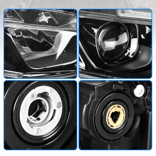 Vista 5 de DWVO Conjunto de faros proyector con luces diurnas Compatible con 2016 2017 2018 2019 2020 2021 Civic Reemplazo de faros en par Carcasa negra