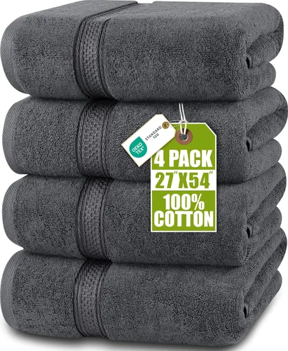Vista 17 de Toallas de baño de algodón de lujo de 700 GSM (4 unidades, 27 x 54 pulgadas) por Utopia, Beige