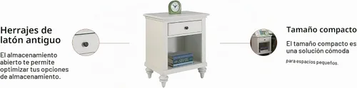 Vista 3 de Homestyles Mesita de noche blanca Bermuda