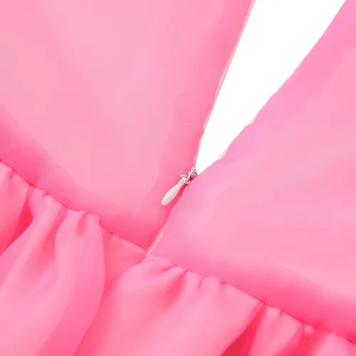 Vista 5 de Doisbetthsay Vestido de fiesta de organza con mangas abombadas y cuello cuadrado para mujer, mini vestido de malla de talle alto