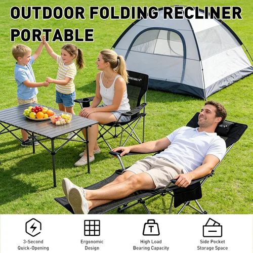 Vista 8 de Zero Gravity - Silla de camping reclinable con almohada acolchada, soporte para tazas, bolsillo de almacenamiento y bolsa de transporte, sillón