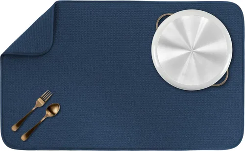 Vista 32 de S&T INC. Tapete de microfibra para secado de platos, reversible y absorbente para cocina, de 16 x 18 pulgadas, color negro