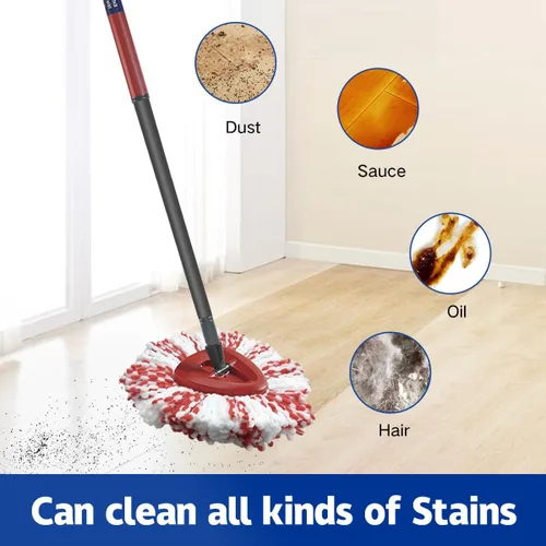 Vista 5 de Paquete de 3 cabezales de repuesto para trapeador O-Ceda Easy Wring Spin Mop, repuesto de mopa giratoria de microfibra, repuesto de cabezal