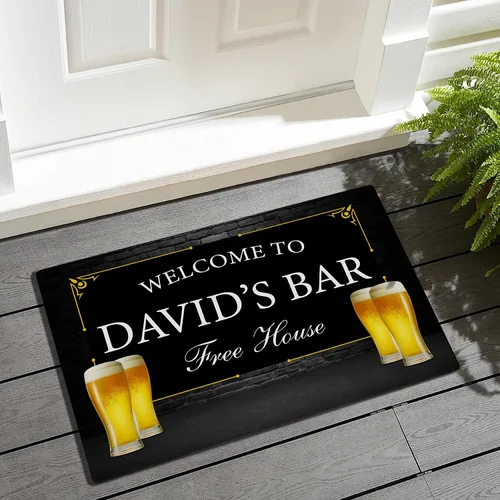 Vista 6 de Tapete personalizado de bienvenida para bar familiar, tapete para puerta con nombre personalizado, cualquier barra de nombre, alfombra de puerta