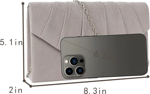 Vista 4 de Bolso de noche de terciopelo plisado para mujer, bolso de hombro con cadena elegante