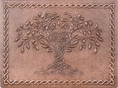 Vista 11 de Kitchen Backsplash, Celtic Tree of Life with Celtic Knot Border Copper Kitchen Backsplash, Custom Copper Backsplash Panel, Handmade Copper