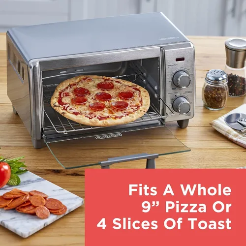 Vista 4 de BLACK+DECKER Crisp 'N Bake Air Fry - Horno tostador de convección para encimera, capacidad media, 4 rebanadas, 5 en 1, se adapta a pizza de 9