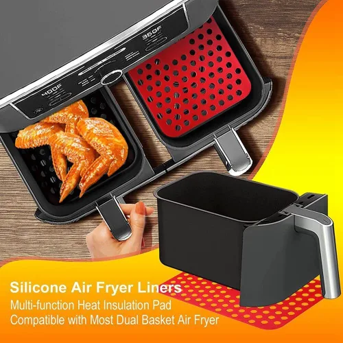 Vista 5 de Forros reutilizables de silicona para freidora de aire Ninja Foodi Dual DZ201, accesorios antiadherentes para freidora de aire, papel pergamino