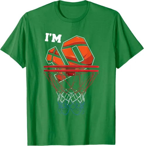 Vista 59 de Camiseta de regalo de cumpleaños con red de baloncesto de 10 años, Negro