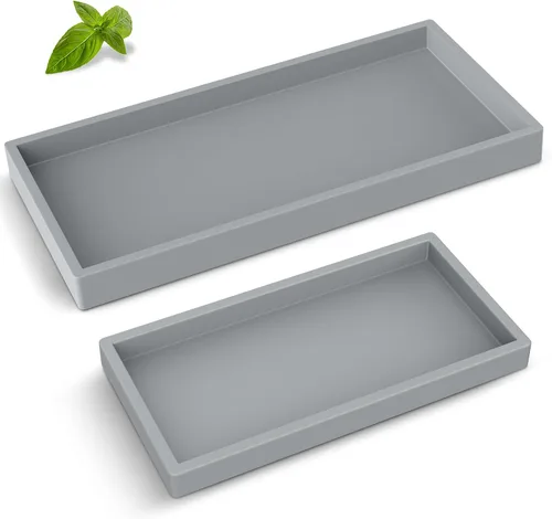 Vista 13 de Bandeja de baño de silicona, bandeja de baño pequeña negra a prueba de roturas, bandejas de tocador duraderas de silicona de alta calidad para Negro