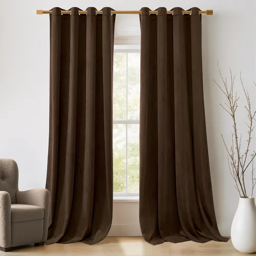 Vista 67 de NICETOWN Cortinas de terciopelo beige 100% opacas de 84 pulgadas de largo, 52 pulgadas de ancho, 2 paneles para dormitorio y sala de estar, cortinas
