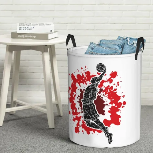 Vista 7 de Cestas de almacenamiento deportivas geniales y plegables para niños y hombres, cestas de almacenamiento grandes para ropa sucia de baloncesto