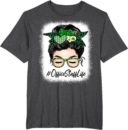 Vista 20 de Office Staff - Camiseta de trébol para mujer, diseño de moño desordenado, Verde