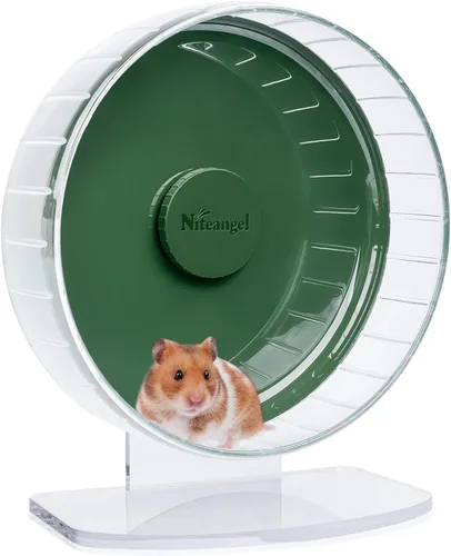 Vista 26 de Niteangel Ruedas de ejercicio súper silenciosas para hámster: ruedas giratorias silenciosas para hámster con soporte ajustable para hámsters, Verde