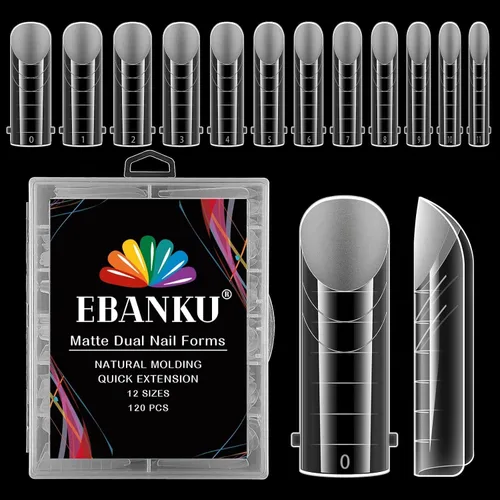 Vista 12 de EBANKU - 96 piezas de kit de formas de uñas de doble cara, transparentes y mate, molde de uñas completo, puntas para extensión de uñas acrílicas