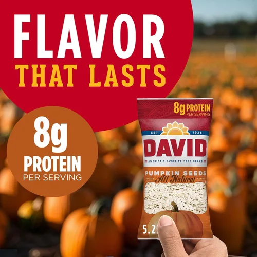 Vista 3 de DAVID SEEDS Semillas de calabaza tostadas y saladas, 2.25 onzas, paquete de 12