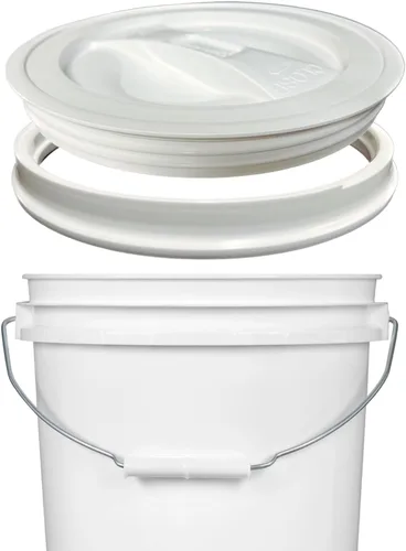 Vista 3 de House Naturals Contenedor de cubo azul de 2 galones de grado alimenticio, sin BPA, fabricado en Estados Unidos, con tapa de rosca blanca