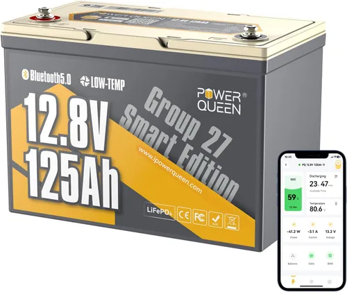 Vista 13 de Power Queen Batería LiFePO4 del motor de arrastre del grupo 31 de 12V 100Ah