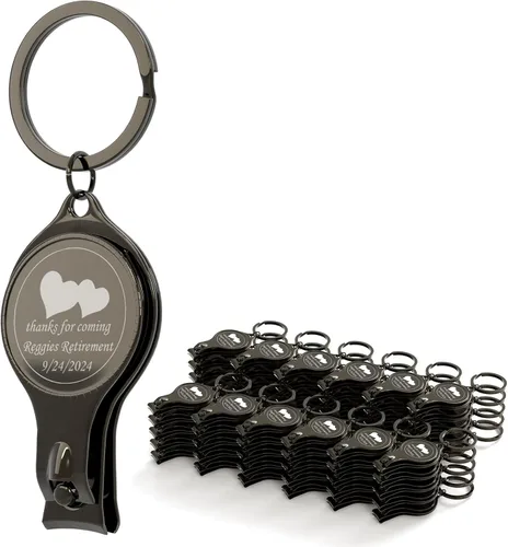 Vista 9 de Abrebotellas multifunción 4 en 1, cortauñas, recuerdos de boda, privado personalizado, plateado, regalos multiherramienta para hombres