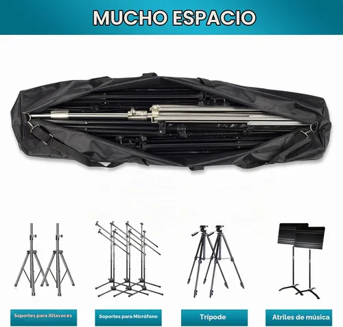 Vista 4 de Bolsa de transporte para trípode, funda de transporte de 25 pulgadas de largo para soportes de altavoces, soporte de luz/iluminación, postes