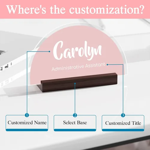 Vista 6 de Placa de nombre personalizada para escritorio, placa de identificación acrílica personalizada con soporte, placa de nombre de escritorio