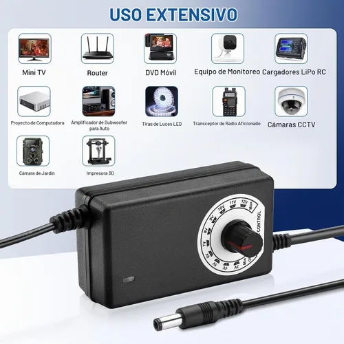 Vista 6 de Facmogu - Fuente de alimentación ajustable 3V-12V 2A, adaptador universal