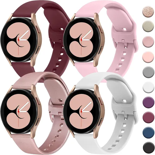 Vista 14 de 4 PACK Bands Compatible with Samsung Galaxy Watch 4 40mm 44mm/ 4 Classic 42mm 46mm, 20mm Adjustable Silicone Sport Replacement Strap for Samsung