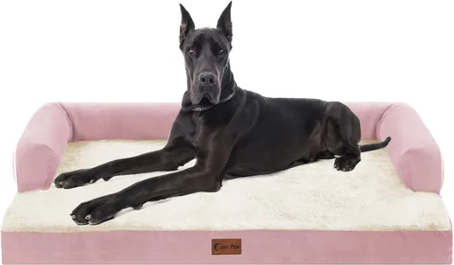 Vista 53 de Cama ortopédica para perros extragrandes, cama de espuma XL con forma de caja de huevos impermeable con lados 45x35 pulgadas, cama de sofá