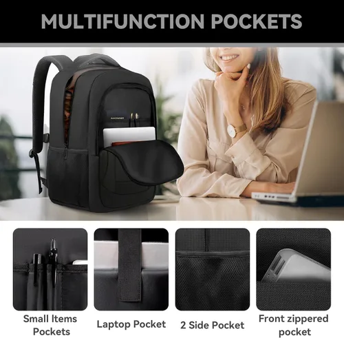 Vista 3 de Mochila grande de viaje para laptop de 17 pulgadas, mochila de laptop aprobada por aerolíneas, mochila antirrobo para negocios, delgada