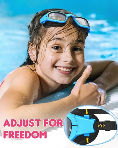 Vista 4 de Gafas de natación para niños, gafas de natación para niños de 6 a 14 años, gafas de piscina con protección UV antivaho para niños y niñas