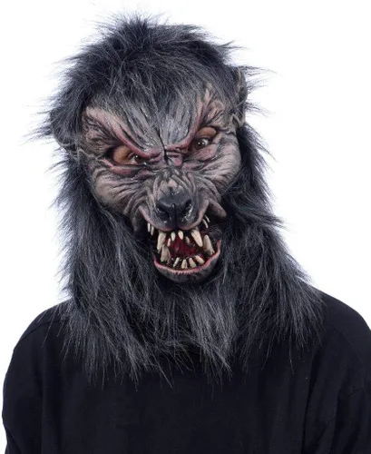 Vista 4 de Moonstruck - Disfraz de hombre lobo con máscara camisa guantes y pies gris