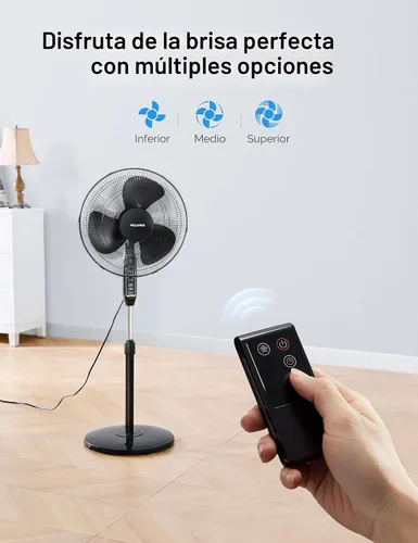 Vista 4 de PELONIS Ventilador de pedestal oscilante ajustable de 16" con control Negro