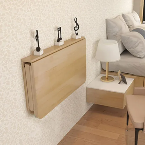Vista 5 de Mesa plegable resistente para espacios pequeños, mesa plegable de madera maciza para lavandería, para montar en la pared, puede soportar 110 libras