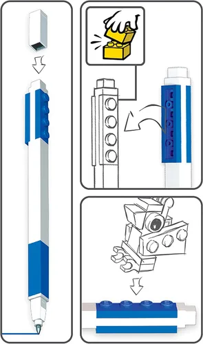 Vista 4 de IQ LEGO Stationery Pen Pal - Bolígrafo de gel azul LEGO y minifgura clásica (los colores de la miniatura pueden variar)