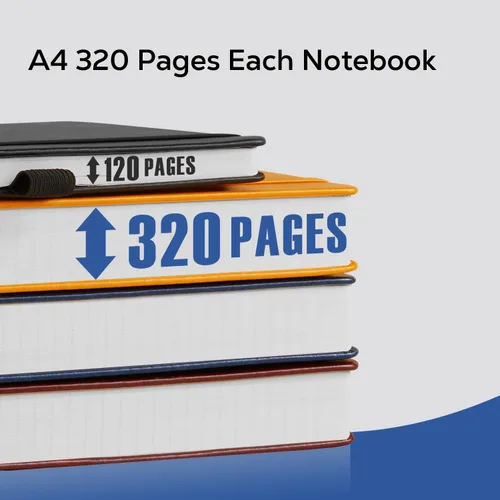Vista 3 de FOCUS DAY Cuaderno de tapa dura 8.5 x 11, cuaderno de 320 páginas tamaño A4 grande para la universidad con líneas para la escuela y el trabajo, gran